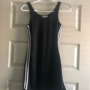 Tight Black White Stripe Dress
